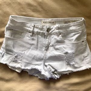 White Frayed Jean Shorts